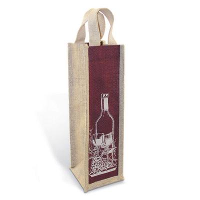 China Fashion wholesale natural color custom logo holder totes burlap jute wine bottle bag  jute wine bags for wine bottles for sale