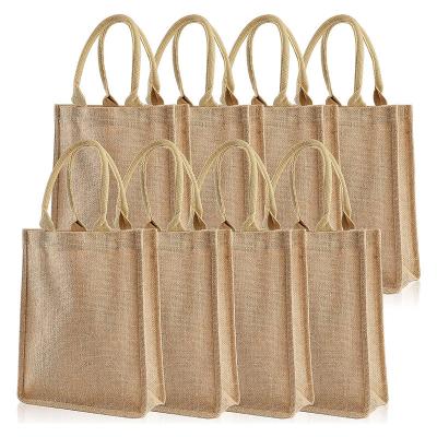 China Fashion new design custom plain large natural eco friendly burlap jute tote bag waterproof jute tote shopper bags with handles for sale