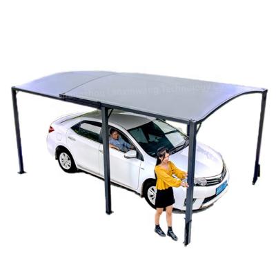 China Retractable Gray Metal Polyester Fabric Galvanized Steel Parking Shed Black Panel House Outdoor PC Gazebo for sale