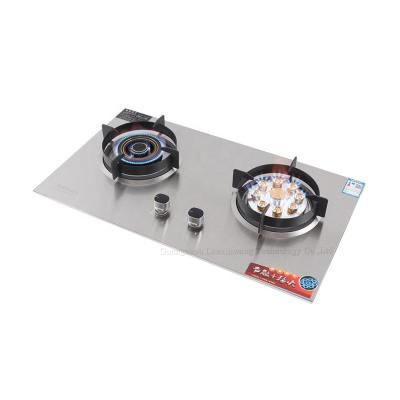 China Car Kitchen Appliances Stove Stainless+Silver Tempered Glass Stove Burner Gas Stove Price With 2 Burners for sale