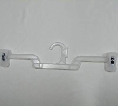 China WHB14 Space Saving Transparent Bottom Hanger Adult Clothes Pants Hanger With Hook Staples Hanger for sale