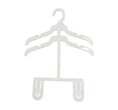 China Save Space 27.5cm White 11inch Plastic Suit Hanger Cheap Garment Hanger Top Two One Bottom Suit Three Layers Hanger for sale