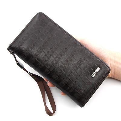 China Brand Men's Luxury Leather Zipper Wallets Waterproof Long Sleeve Purse Clutch For Business Men for sale