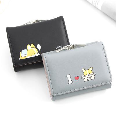 China New Fashion PU Women's Wallet Buckle Short Wallet Mini Student Coin Purse Wallets Leather Waterproof Wholesale Purse for sale