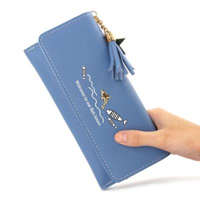 China Long Wallet Waterproof Women Clips Tassel Fashion Coin Purse Card Holder Wallets Female High Quality PU Leather Wallet for sale