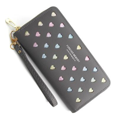 China Vintage Fashional Lady Clutch Design Hand Purse Leather Wallet Korean Cute Waterproof Clutch Long Zipper For Women for sale