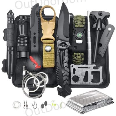 China Outdoors 15 in 1 Camping Survival Wilderness Outdoor Tool Hiking Multifunctional Equipment Emergency Survival Kit for sale