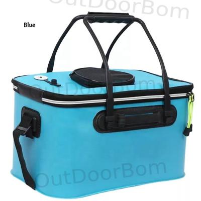 China Outdoor Portable Fishing Bucket Waterproof EVA Folding Fishing Gear Box Live Fish Bucket Bag for sale