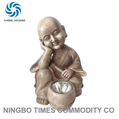 China Resin Stone Solar Spot Light , Outdoor Little Monk Snowman Solar Lantern for sale