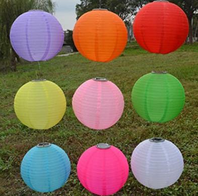 China Colorful 10 Inch / 12 Inch Solar LED Lantern Nylon Cloth Material For Party Activities for sale