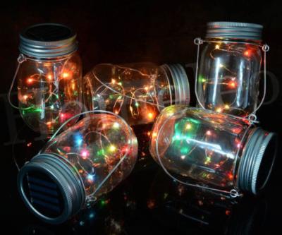 China Plastic Landscape Solar Lights Beautiful Design Glass Jar Lights For Garden for sale