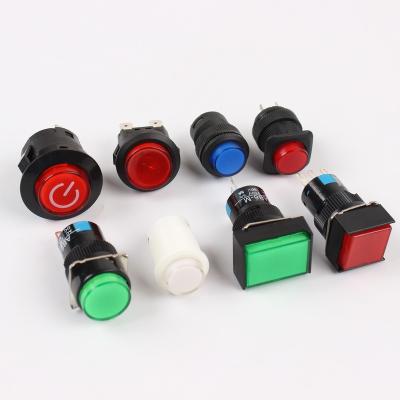 China Plastic PC 5 Pin Led Square Self-Return Push Button Switch 16mm AL6-M AB6-M for sale