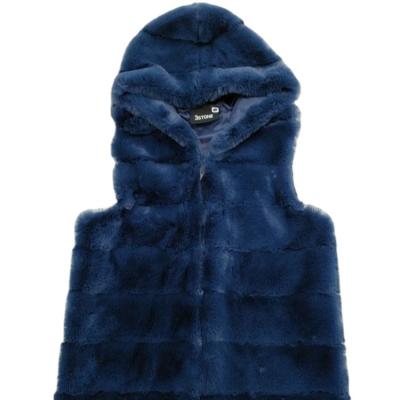 China 2021 breathable cheap custom design blue keep warm ladies fur vest hoody vest for sale