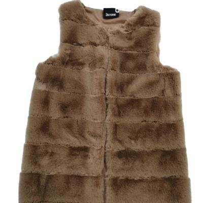 China Breathable Professional Supplier China Brown Keep Warm Ladies Fur Vest Stripe Vest for sale