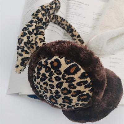 China X GA New Print Earmuff Style Autumn And Rabbit Hair Warm Leopard Fur Earmuffs Bowknot Fall And Winter Earmuffs Lovely For Students To Daily Life for sale