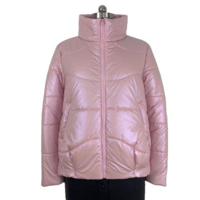 China New breathable custom logo keep warm and comfortable ladies padded jacket with shiny pearl fabric for sale