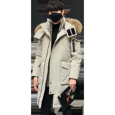 China New Men's Long Waterproof Coat Men's Winter Thick Quilted Jacket Men's Hooded Polyester Jacket Mid Length Above Knee Thick Down Jacket for sale