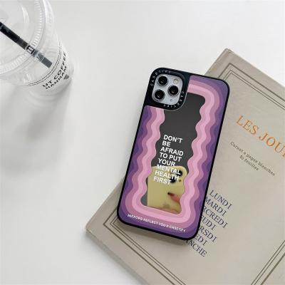 China Korea Wave Pattern Makeup Mirror Shockproof Phone Case For iPhone 11 12 pro X Max XS XR 7 8 Plus Se 13 View Girl Gift Soft Silicone Cover for sale