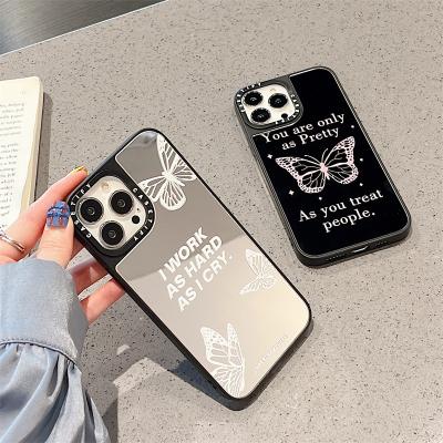 China Fashion Butterfly Mirror Shockproof Phone Case For iPhone 13 12 11 pro X Max XS XR 7 8 plus Cover Device for sale