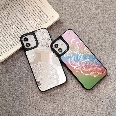 China Customized Design Shockproof Mandala Flower Pattern Mirror Make Up Cell Phone Accessories For iPhone 11 12 mini pro X Xs Max Xr 6 7 8Plu for sale