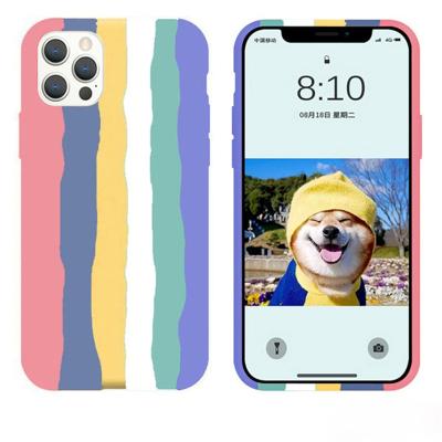 China Best Selling Original Rainbow Design Shockproof Mobile Phone Accessories For Apple Iphone 12 pro 13 11 13 Silicone Case With Custom Logo for sale