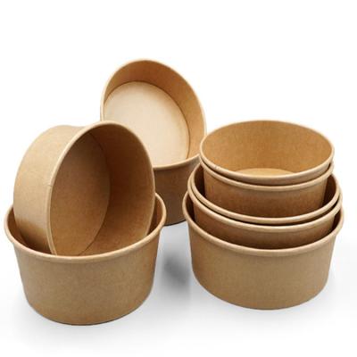 China Disposable Packing Paper Disposable Bowl And Commercial Salad Bowl Round Food Bowl Household for sale