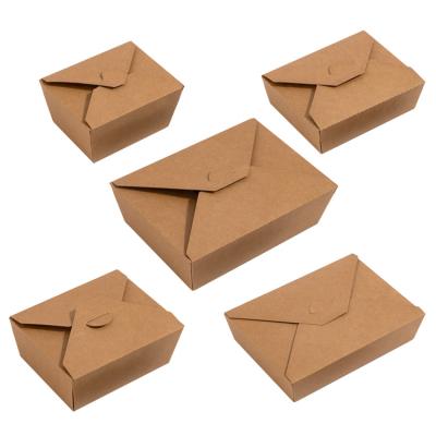 China Disposable Kraft Paper Lunch Box Take Out Packing Cardboard Printable Western Salad Disposable Lunch Box In Stock for sale