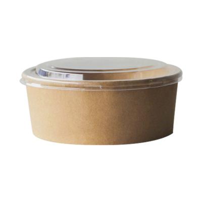 China Disposable Paper Bowl Disposable Round Soup Bowl With Cover Thickened Kraft Paper Lunch Box for sale