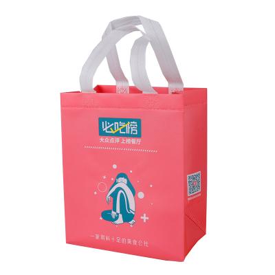 China 2021Customized Recyclable Nonwoven Tote Bag Coated With Oil Proof Takeaway Tote Portable Catering Bag for sale