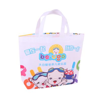 China Recyclable Color Film Covered Logo Advertising Supermarket Shopping Bag Nonwoven Bag Customized Portable Heat Seal Folding Single Bag for sale