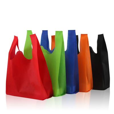 China BIODEGRADABLE Non Woven Packing Fruit Bag Supermarket Bag Environmental Protection Vest Bag Handbag Shopping Bag for sale