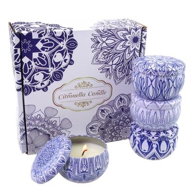 China Recyclables Handcrafted Like 100% Soy Wax 4 Pack Gift Set Tin Scented Candles Decoration For Home for sale