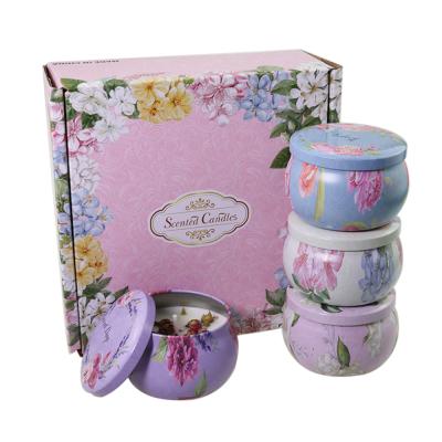 China Food Grade Natural Soy Wax Gift Packaging Travel Tin Box Scented Candles Set For Relaxation for sale