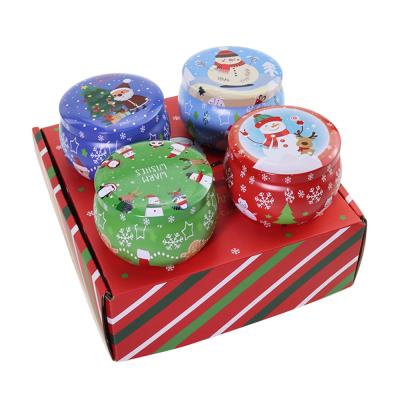 China Luxury Christmas Series 6-Piece Recyclable 4 Ounce Aromatherapy Soy Wax Tin Box Scented Candle Gift for sale