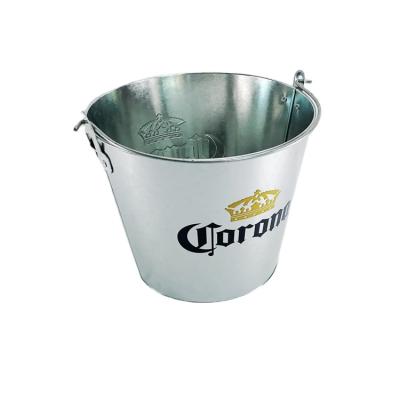 China Wholesale Recyclable Branded Bar Beer Galvanized Metal 5qt Tin Ice Bucket With Bottle Opener for sale