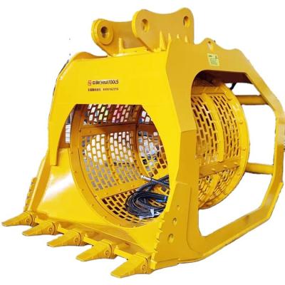 China Round Bucket Excavator Attachment Screening Sieve with Dewatering Vibration Screen for sale