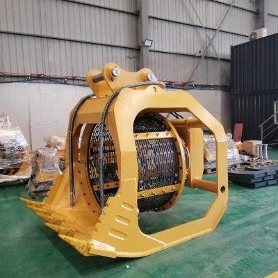 China Bucket Teeth Yellow Mini Excavator Screen Bucket For Rotating Sand Gravel Trommel Screen for sale