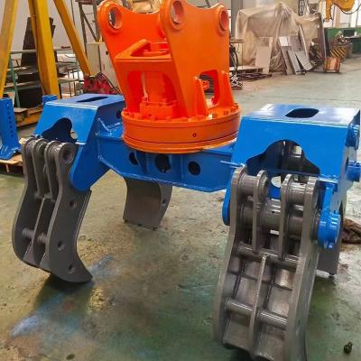 China 10-15 Ton Matching Excavator Pole Grab met uitbreidbare paal en roterende steun 546 KG Te koop