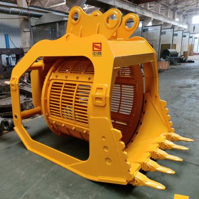 China Hydraulische Trommel Rotation Screening Bucket Hopper für 35t-40t Bagger Dauerhafte Konstruktion zu verkaufen