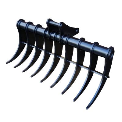 China Q345B 8 Ton Land Rake For Excavator Cleaning Root Rake Brush Rakes Wide 1600mm Rake Buckets for sale