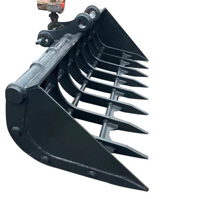 Chine 300 kg de charge Mini-excavatrice pièces jointes Seau racine Rack Grippe avec largeur personnalisée à vendre