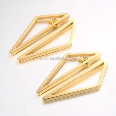 China Trendy 18K Gold Plated Stainless Steel Triangle Double Sided Earrings E5283 for sale