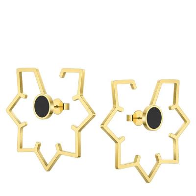 China FASHIONABLE Deception Magic Visual Multiple Methods Earrings 18K Gold Plated Stainless Steel Black Shell EB191029 for sale