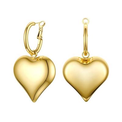 China FASHIONABLE High Quality 18K Gold Plated Stainless Steel Jewelry Big Heart Circle Stud Dangle Earrings E201152 for sale