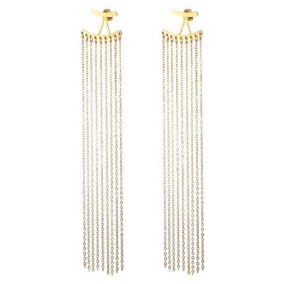 China TRENDY 18K Gold Plated Stainless Steel Jewelry Long Tassels Dangle Drop Earrings E5300 for sale