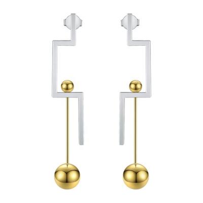 China Fashion HOT Jewelry Gold Color Geometric Ball Drop Earrings For Women Stainless Steel Long Hanging Earrings Oorbellen EB191025 for sale