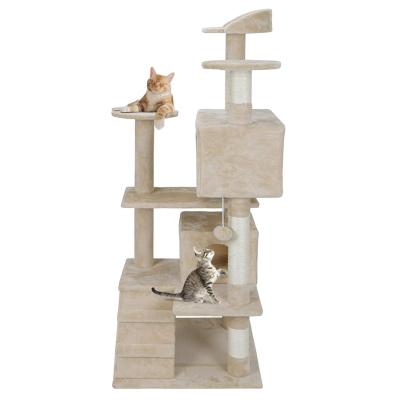 China Cat Scratching Post Viable for Large Large Cat Scratcher Tree Tower Wooden Cat Tree House Kitty Pet Play Room Toy Furniture for sale