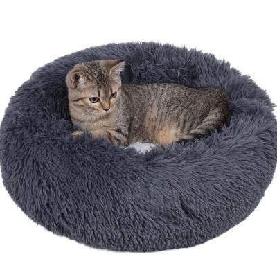 China Travel Drop Shipping Donut Dog Bed Long Warm Soft Plush Pet Cushion Fluffy Comfortable Pet Sofa Luxury Calming Pet Bed Indoor for sale