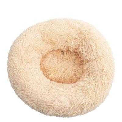 China Washable Pet Cat Cave Bed Sofa Sleep Cat Dog Bed Removable Cover Travel Sale New Plush Donut Pet Bed Warm Soft Warm Cushion for sale