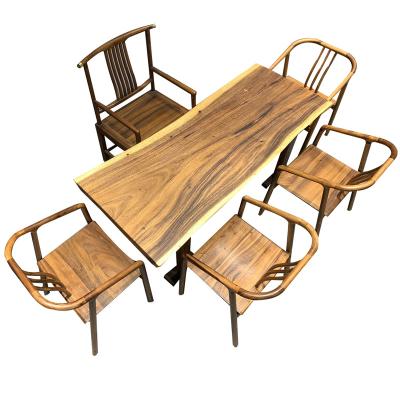 China Restaurant Furniture Industrial Modern Living Solid Walnut Slab Wooden Solid Wood Dining Table for sale